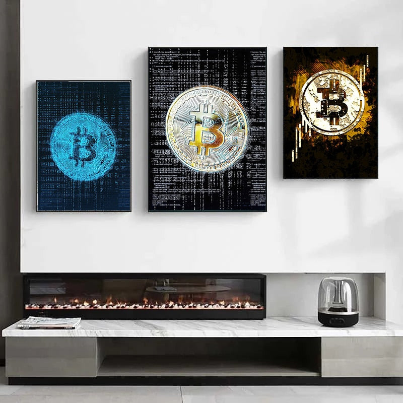 Abstract Bitcoin Canvas Painting