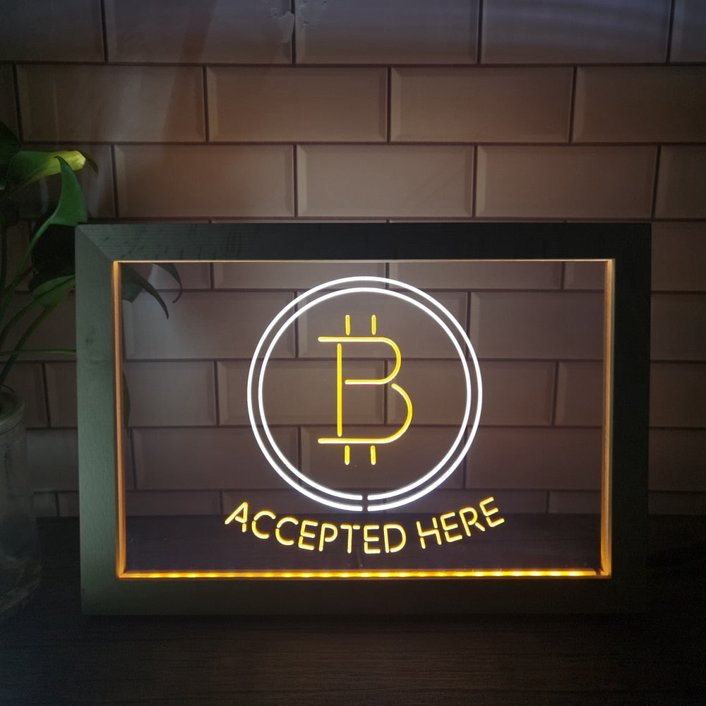 Bitcoin Accepted Here Acrylic LED Neon Sign